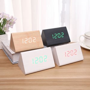 [Hot Item] Wooden LED Electronic Clock Table Pendant Digital Luminous Silent Desktop Bedside Alarm