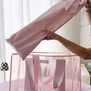 Case-Mate Empty Mahjong Jelly Tote Set - 4 Pcs Set - Ballet Pink Bow | American Mahjong Bag Set - Extra Large Jelly Tote, Game Card and Dice Pouch, Rack Sleeve & Crinkle Tile Bag for Game Nights