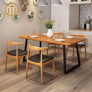 [Hot Item] Solid Wood Dining Table Nordic Style Dining Table Rectangular Apartment Restaurant Solid Wood Dining Table