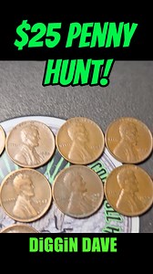 $25 PENNY HUNT! (COIN ROLL HUNTING) #diggindave #coins #coin #coincollection #oldcoins #coincollecting #coincollectors #coinrollhunting #penny #Pennies | Diggin Dave