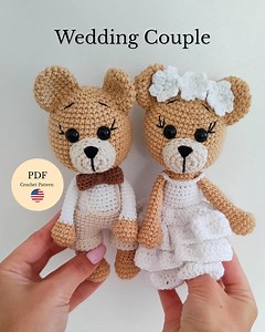 Bride and Groom Teddy Crochet Pattern | Amigurumi Wedding Couple PDF Pattern   Free Balloon | Step by Step Tutorial - Etsy