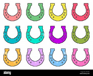Pixel horseshoe icon set isolated on white background. Symbol of good luck and happiness 8 bit horseshoe in retro video game style. Vector illustratio Stock Vector Image & Art - Alamy