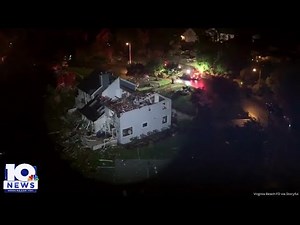 Drone footage captures Virginia Beach tornado destruction