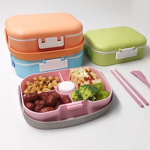 [Hot Item] Salad Logo Set Container Compartment Bento Plastic Kids with Lid Lunchbox