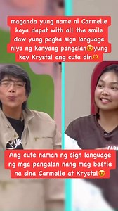 681 reactions · 11 shares | Magandang pangalan ang Carmelle at Krystal kaya dapat with all the smile daw ang pagkaka sign language nila ng kanilang mga pangalanAng cute niyo tingnan Carmelle at Tala﫶 #fypシ゚ #reels #trending #viralreels #PBB | Tito Khalil | Facebook