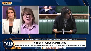 1.4K views · 28 reactions | Former Labour adviser Catherine MacLeod accuses Kemi Badenoch of “scaremongering” over plans to make biological sex a protected characteristic. Julia Hartley-Brewer: “It’s not scaremongering to say men are a danger to women in those safe spaces and women have a right for them not to be there!” | TalkTVUK | Facebook