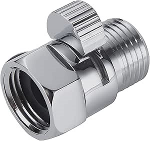 Chrome Water Flow Control Valve, G1/2" Shower Head Flow Control Brass Shut Off Valve for Handheld, Water Pressure Regulator Replacement for Shower System