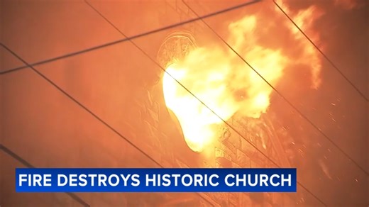 Ice encases nearby cars, powerlines after fire destroys historic North Philadelphia church