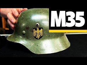 M35 Kriegsmarine German Helmet Rare | WWII German Navy | Distinctive Golden Eagle Decals Luftwaffe