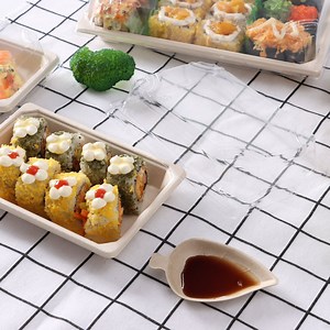 [Hot Item] Biodegradable Disposable Food Containers Takeaway Packaging Bagasse Sushi Tray Cake Box