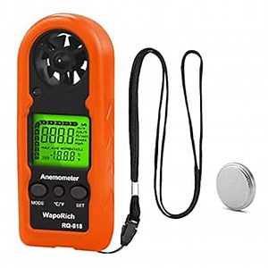 Handheld Anemometer WapoRich RQ-818, Digital LCD Backlight Wind Speed Meter Gauge Mini Anemometer for Measuring Wind Speed/Temperature Portable Anemometer for Surfing, Fishing, Meteorology ect.
