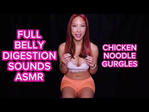 Full Stomach Digestion ASMR | Stuffed Girl Belly Digesting Chicken Noodle | Food Coma Baby Gurgles