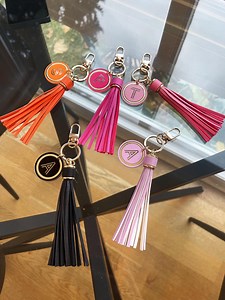 Monogram Leather Tassel Keychain, Monogram Keychain, Purse Charm Keychain, Custom Leather Keyring, Keychain, Bag Tags - Etsy