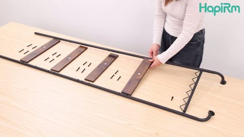 HapiRm Blanket Ladder Towel Rack - 5-Tier Rack with 6 Removable Hooks, Wall-Leaning Blanket Holder, Decorative Ladder Shelf for Living Room, Bedroom, Bathroom, Home Decor, Black