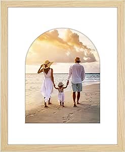 Americanflat 16x20 Picture Frame with Arch-Shaped Mat - Use as 11x14 Frame with Mat or Display 16x20 Photo Without Mat - Epic Collection - Wide Photo Frames for Wall with Plexiglass - Natural Oak