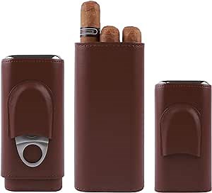 PLAYWITH Luxury Cigar Case - 3 Finger Cigar Humidor for Cuban Cigars with Cigar Cutter - Cigar Accessories - Travel Humidor Humidifier - Cigar Travel Case - Cigar Gift Set for Man