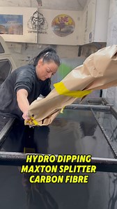 3.6K views · 63 reactions | Massive hydro dip project complete! Double-dipped this beast of a front splitter in a carbon fiber effect for that ultimate finish. Turned out insane! #HydroDip #CarbonFiberEffect #CustomDip #SplitterGoals #DoubleDip #Hydrographics #CustomFinish #CarMods #DetailingLife #NextLevelCustoms #BigProjects #AutoArt | The Dip Monkey Garage | Facebook