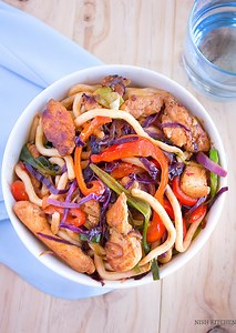 Spicy Thai Chicken Noodles - Nish Kitchen