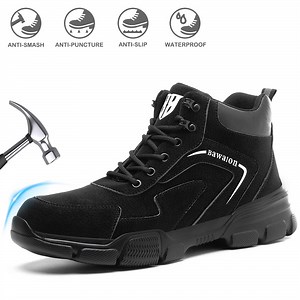 Sogetch Waterproof Steel Toe Work Boots for Men Women Non-Slip Industrial Construction Safety Shoes