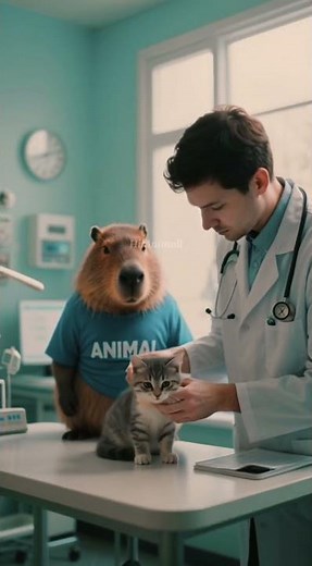 Capybara Rescues an Injured Cat and Decides to Adopt It ❤️🐱