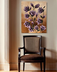 Magnolia on Gold Leaf Painting | Acrylic Painting | Modern Art - Etsy