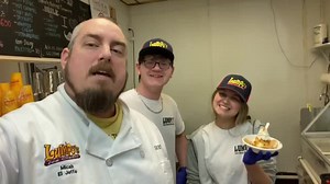 #lumpysicecream coming in hot with our entry for the weekend special! We’re tallying results from the #girlscoutsundaechallenge but we decided to whip something up ourselves! #weekendspecial #toastedmacadamianuts #pineapple #bestever #nowserving | Lumpy's Ice Cream
