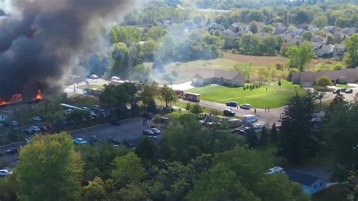Mormon Church in Michigan engulfed in flames following a shooting with multiple victims is caught on film by a drone. Reports are the shooter is down and multiple people have been shot and injured. Prayers for all involved. | Stacy Fulmer Moore