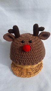 Handmade Crochet Reindeer Hat – Christmas Baby Hat, Holiday Photo Prop, Newborn to Adult Sizes, Soft Acrylic Yarn, Cute Rudolf Costume - Etsy