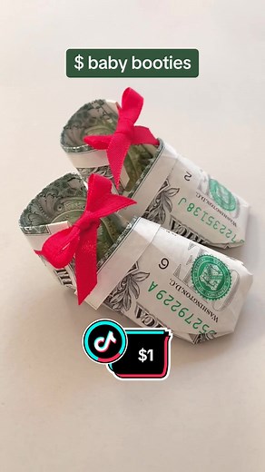 How to fold dollar baby booties #christmasgiftideas #diy #origamitutorial