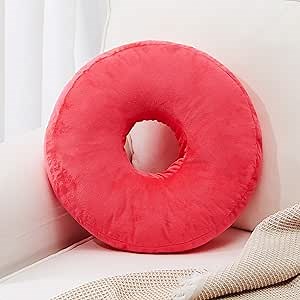 Cheer Collection Donut Pillow for Ear Piercing Recovery - Luxury Micro‑Plush Side Sleeper Ear Relief Pillow for Sleeping with Headphones & Earache Relief, Hot Pink