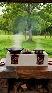 A Simple Multi-Burner Wood Stove for Outdoor Cooking This image showcases a practical and efficient outdoor cooking setup built from concrete blocks. The design is simple yet highly functional, combining multiple cooking methods into one compact structure. It’s a great example of how traditional wood-fire cooking can be adapted into a clean, organized outdoor kitchen. A Smart Three-Section Design The stove is constructed as a rectangular concrete unit with separate fire chambers. Each section se