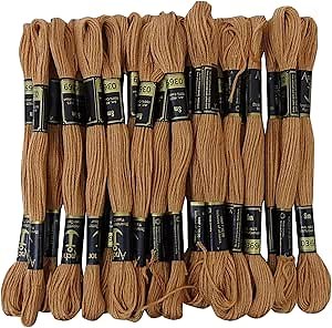 Anchor Stranded Cotton Thread Floss Cross Stitch Hand Embroidery Pack of 25 Skeins-Light Brown