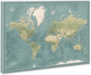 Amazon.com : Push Pin World Travel Map on Canvas – Track Your Adventures & Plan Future Trips, Large Wall Art for Home, Office & Gift for Travelers (40 x 30) : Office Products