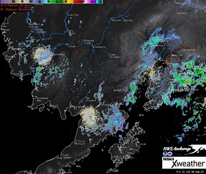 Update, 5PM: A ⚠Special Weather Statement has been issued for the line of strong thunderstorms moving from Sterling to Kenai. Expect heavy rain, frequent lightning, and small hail through about 6 PM. 🌩 As seen on the radar loop below, isolated to scattered thunderstorms are developing across parts of Southwest Alaska and Kenai Peninsula this afternoon. Please beware of lightning and locally heavy showers if you will be outdoors or traveling. | US National Weather Service Anchorage Alaska