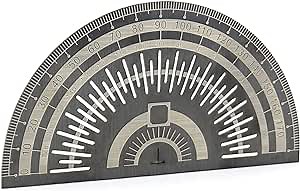 QWORK Precision Marking Protractor, 1 Pack Stainless Steel Woodworking Ruler Angle Measuring Tool, Angle Protractor Measuring Tool Electroplated, Black