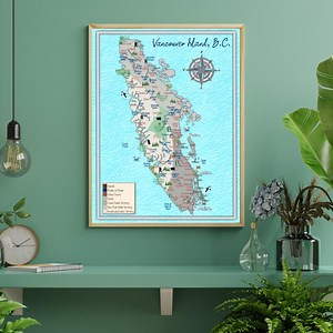 Vancouver Island Map Poster – Vintage Coastal Wall Art Print, Travel Lover Gift, Home Decor - Etsy Canada
