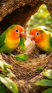 41K views · 2.5K reactions | Lovebirds work side by side, carefully building their nest with leaves and fibers. A beautiful symbol of teamwork, bonding, and harmony in nature. 列 #Lovebirds #BirdNest #WildlifeDocumentary #NatureLove #BirdWatching | Grafting Examples | Facebook