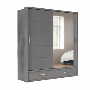 [Hot Item] Modern Design Cheap Bedroom Furniture Wooden Sliding Doors Closet Two Doors Wardrobe with Mirror