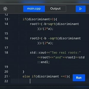 How to write a c++ program to solve the quadratic equation. #codewithkhushi