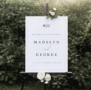 Monogram Wedding Welcome Sign Template, Black Border (digital Download) MDLN - Etsy UK