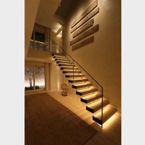[Hot Item] Invisible Wall Side Stringer Stairs Indoor Wood Staircase Design Floating Stairs