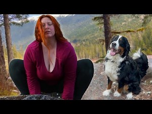 Redhead Serenity:🌲Beautiful Young Woman’s Forest Walk, Yoga & Spiritual Session by a Frozen Lake🧘‍♀️