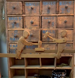 2.3K views · 24 reactions | Vintage folk art Men with Hammers. Measures about 13 inches wide. $45 | Obscura Antiques & Oddities | Facebook