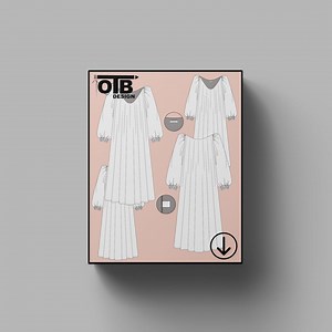 Robe longue OTB à manches bouffantes, illustration vectorielle à plat de dessin technique, modèle de maquette de croquis vierge classique, pack technique Cad - Etsy France