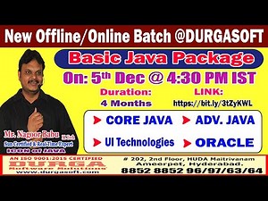 Basic Java Package Offline/Online Training @ DURGASOFT