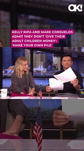 23K views · 486 reactions | ‘Make your own pile!’  Kelly Ripa and Mark Consuelos say their adult kids are officially on their own ... Link below for more details! (: LIVE WITH KELLY AND MARK) https://okmagazine.com/p/kelly-ripa-mark-consuelos-dont-give-adult-children-money-live/ | OK! Magazine | Facebook