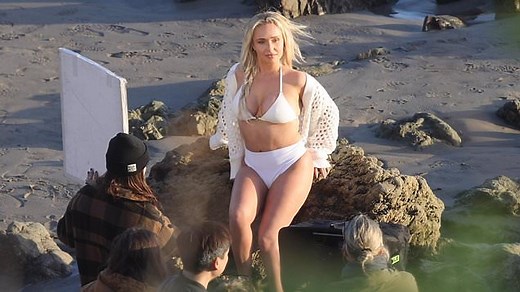 Hayden Panettiere poses in skimpy swimwear during sultry photoshoot on the beach