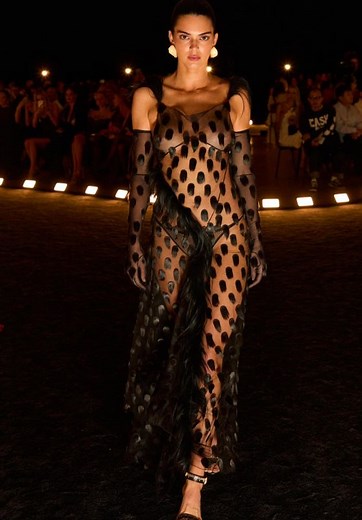 Kendall Jenner in Sheer Black Dress at Schiaparelli Paris Show • CelebMafia