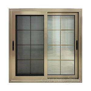 [Hot Item] Customized Champagne Aluminum Frame Double Glazed Aluminium 2 Tracks Sliding Window Aluminum Windows