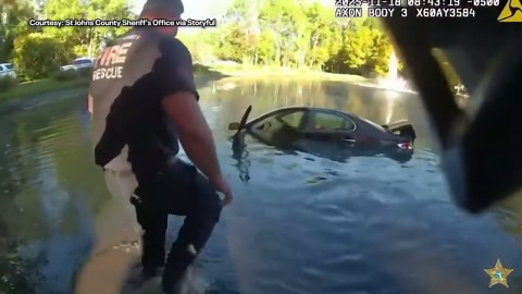 Florida man drives car into pond